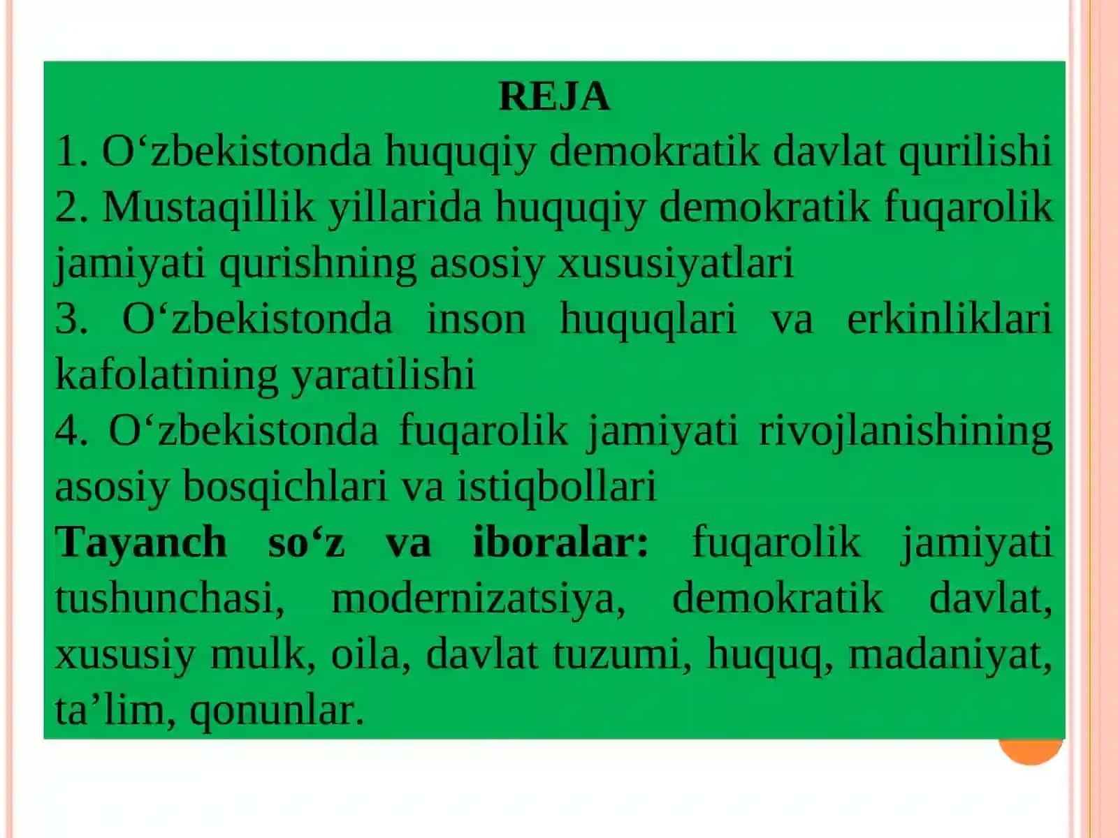 O‘zbekiston huquqi-demokratik fuqarolik jamiyati 2