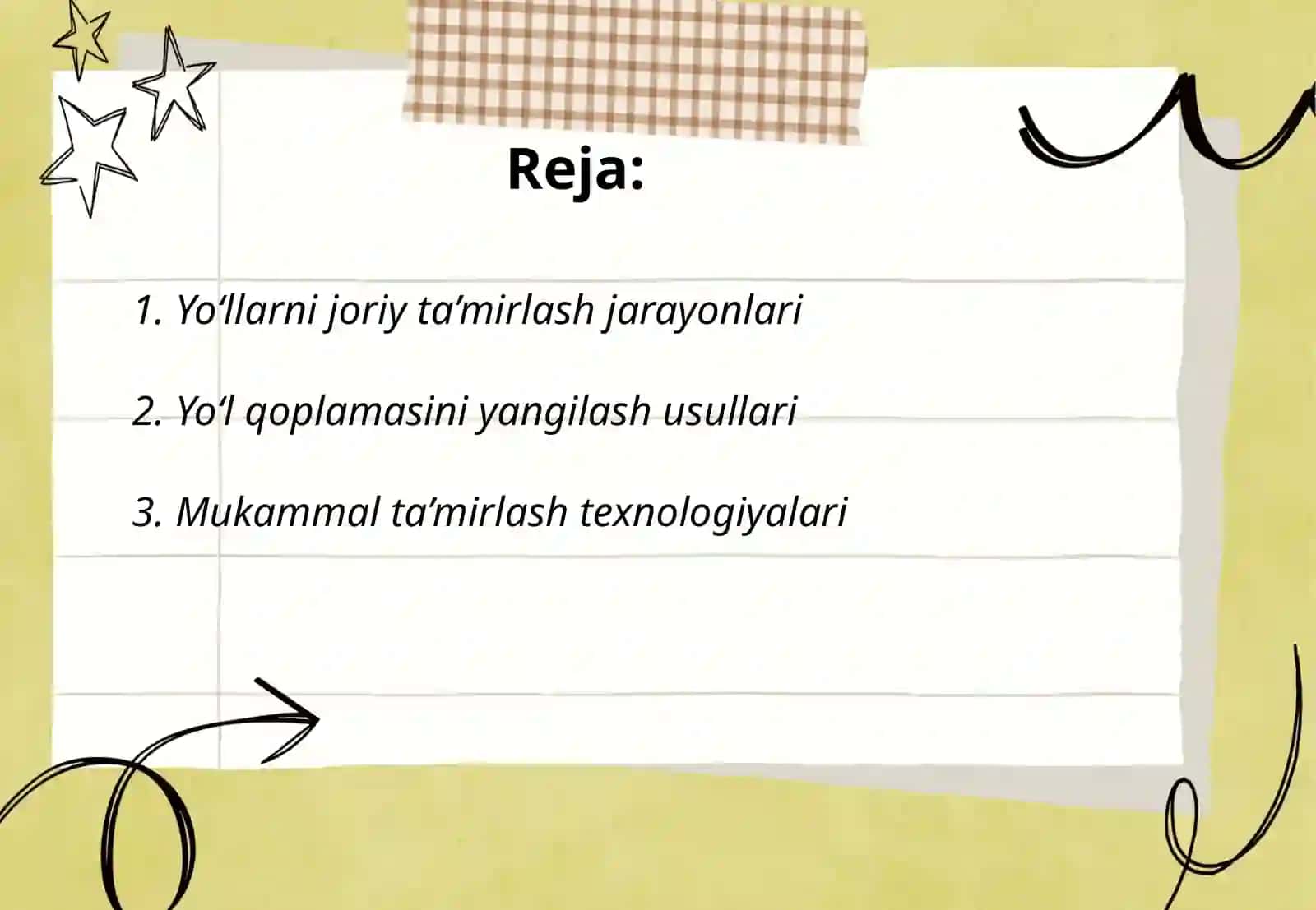 Avtomobil yo‘llarini joriy va mukammal tamirlash 2
