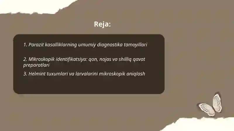 Parazit kasalliklarning diagnostikasi 2