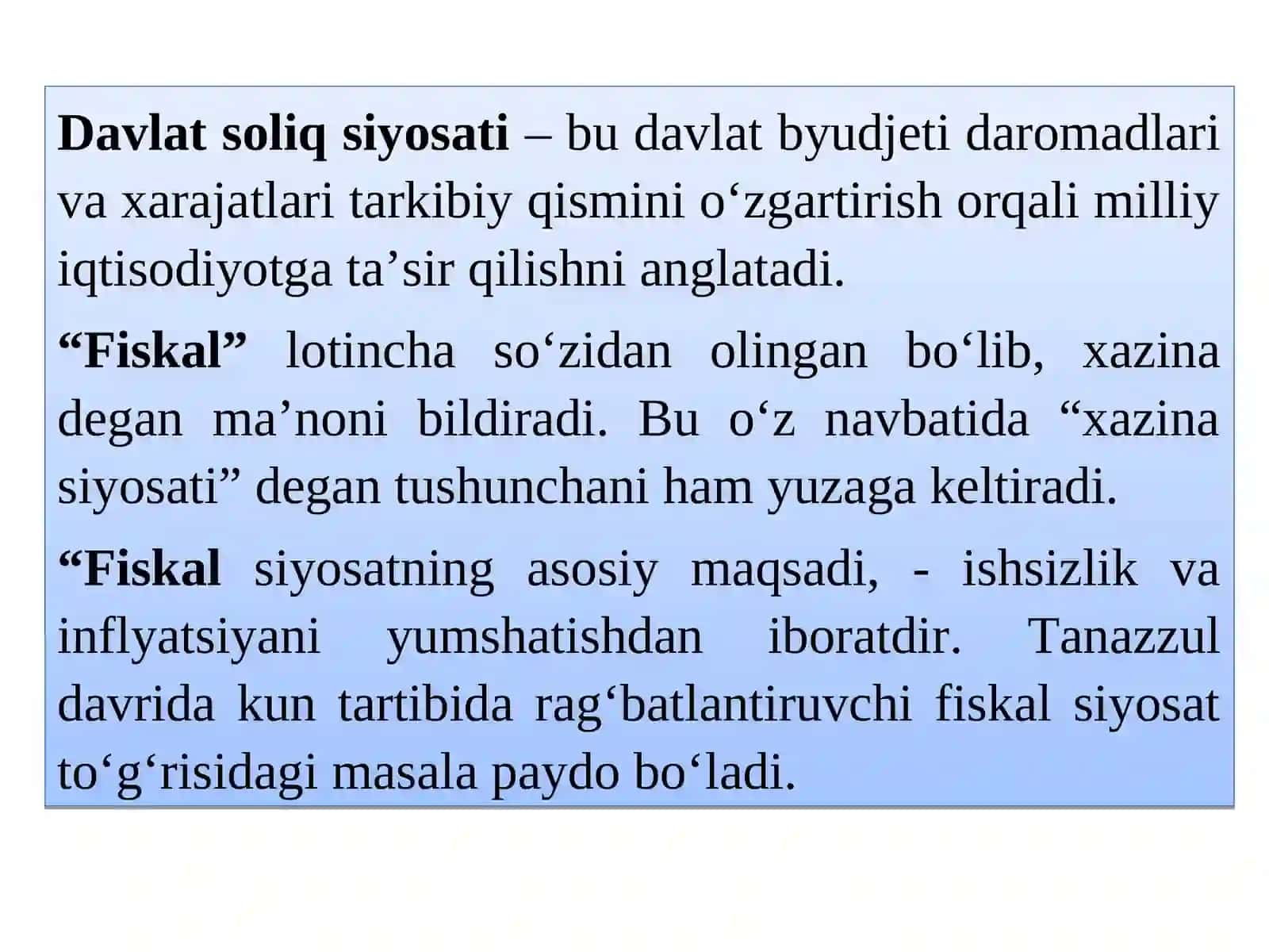 Soliq-budjet va pul-kredit siyosati 2