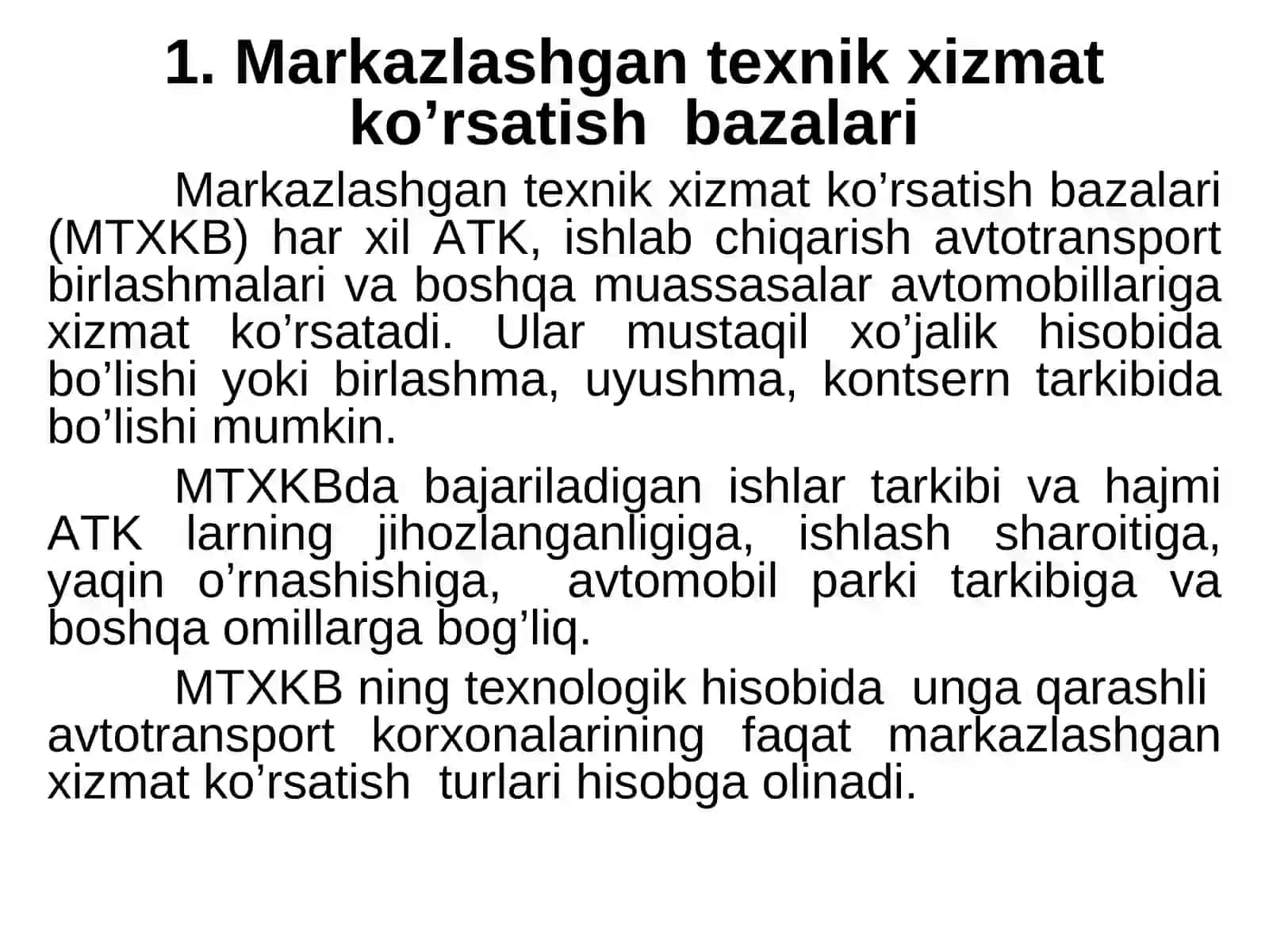 Avtomobillarga servis xizmat ko'rsatish markazalari 2