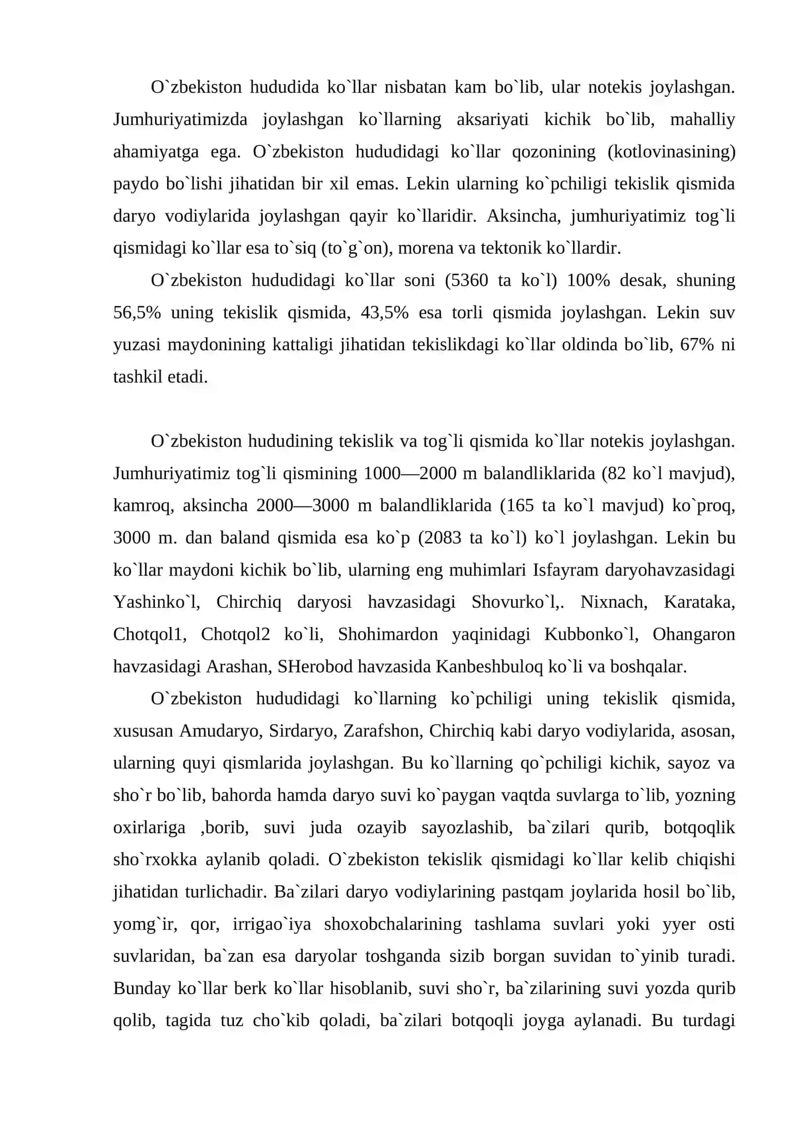 O`zbekiston ko`llari va suv omborlari 2