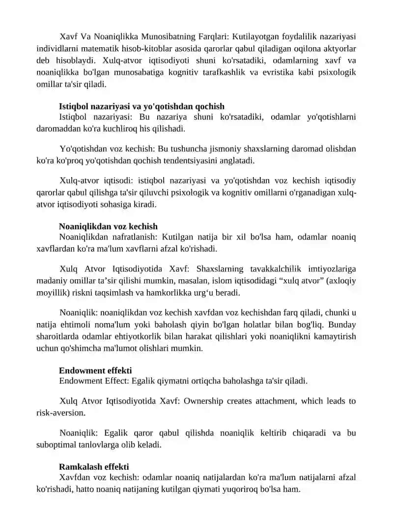 Xulq Atvor Iqtisodiyotida Xavf Va Noaniqlik 2