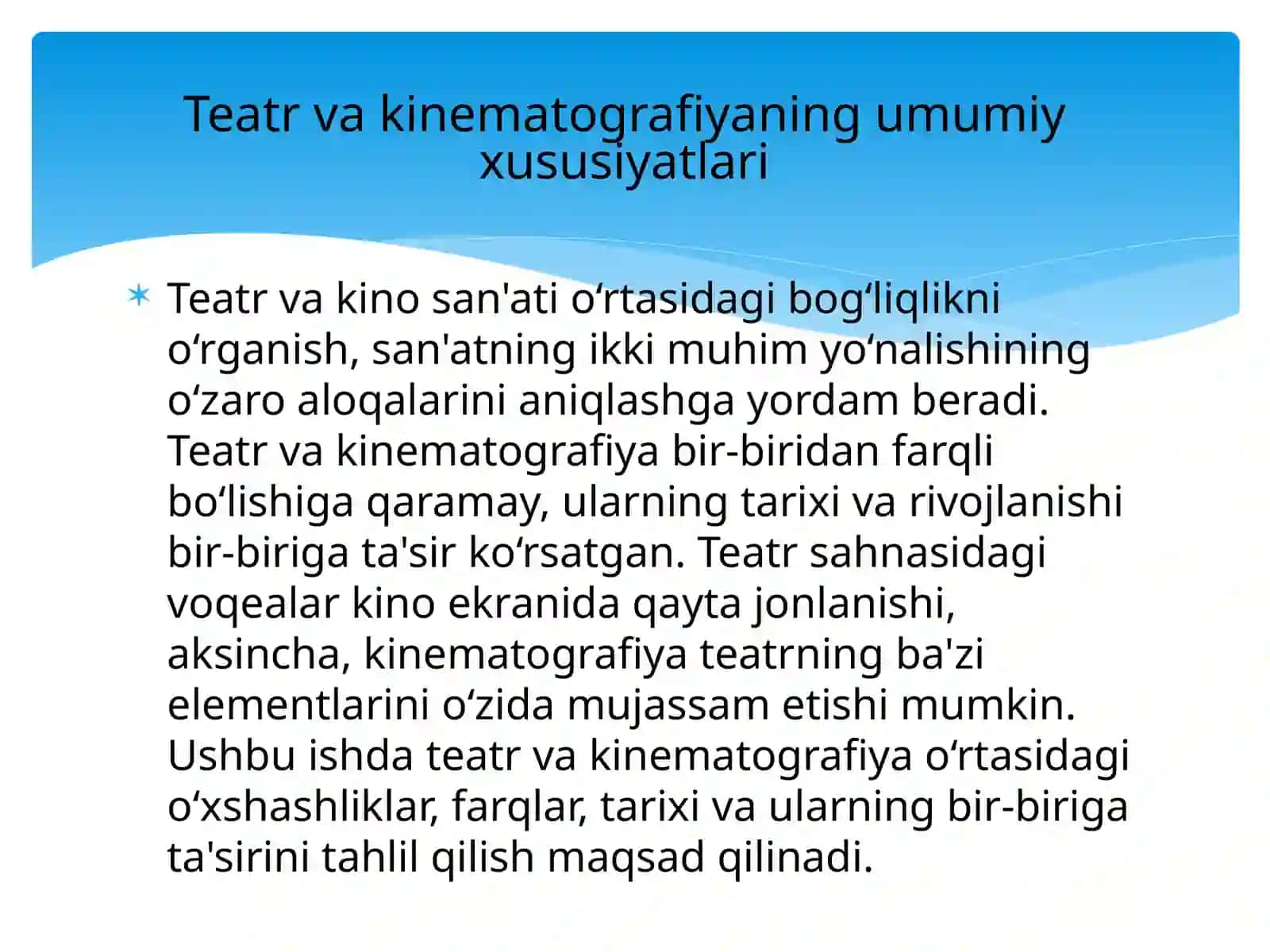Teatr kinematografiyaning asosi 2