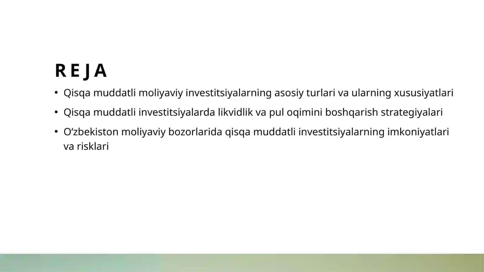 Qisqa muddatli moliyaviy investitsiya 2