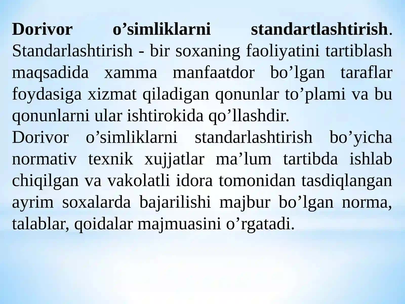 Dorivor o’simliklarni standartlashtirish 2