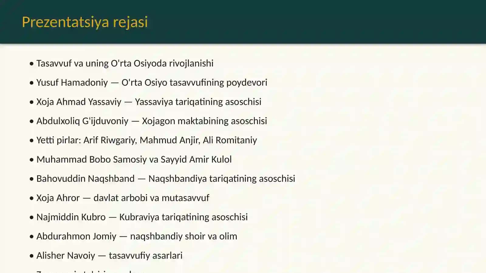 O'rta Osiyoning buyuk mutasavvuflari va ularning ilmiy merosi 2