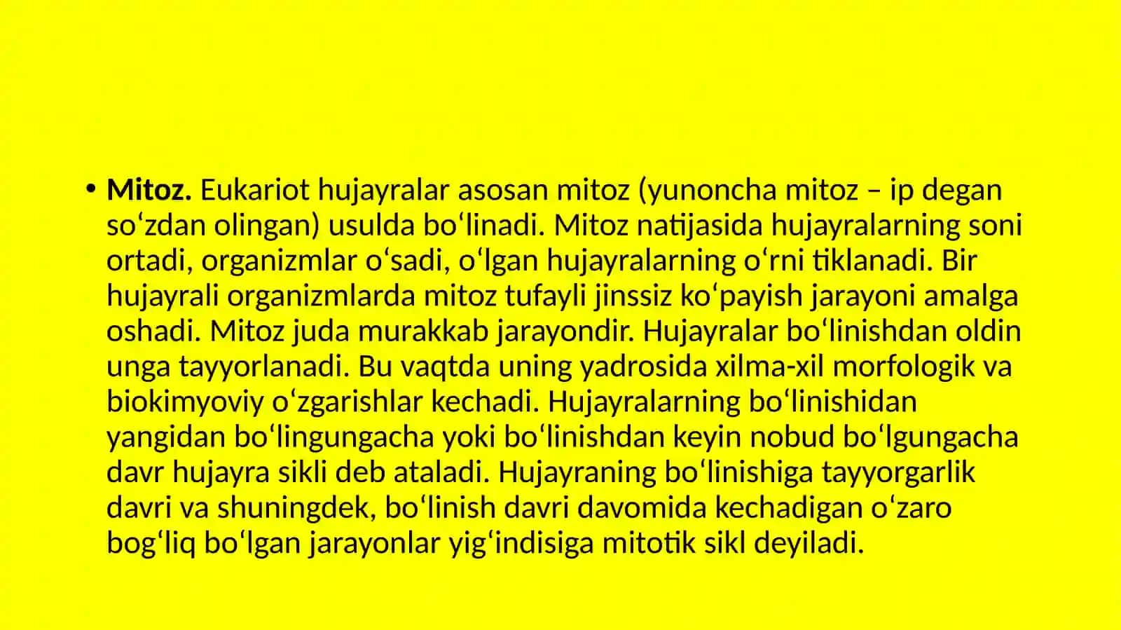 Mitozning biologik ahamiyati 2