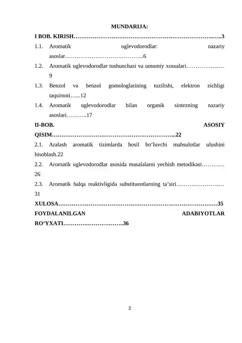 Aromatik uglevodorodlarga oid masalalarni yechish 2