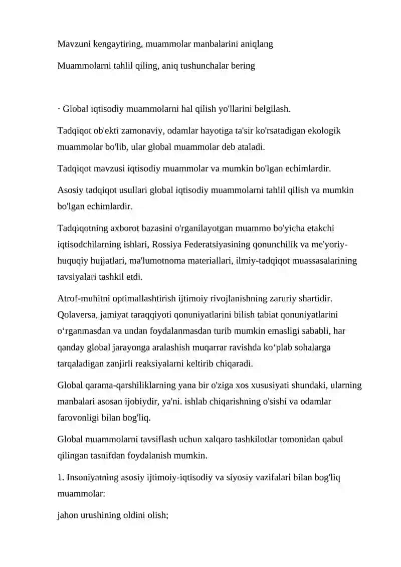 Global iqtisodiy muammolar 2