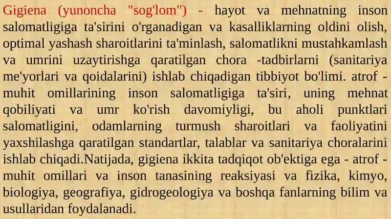 Gigiyenaning rivojlanish tarixi 2