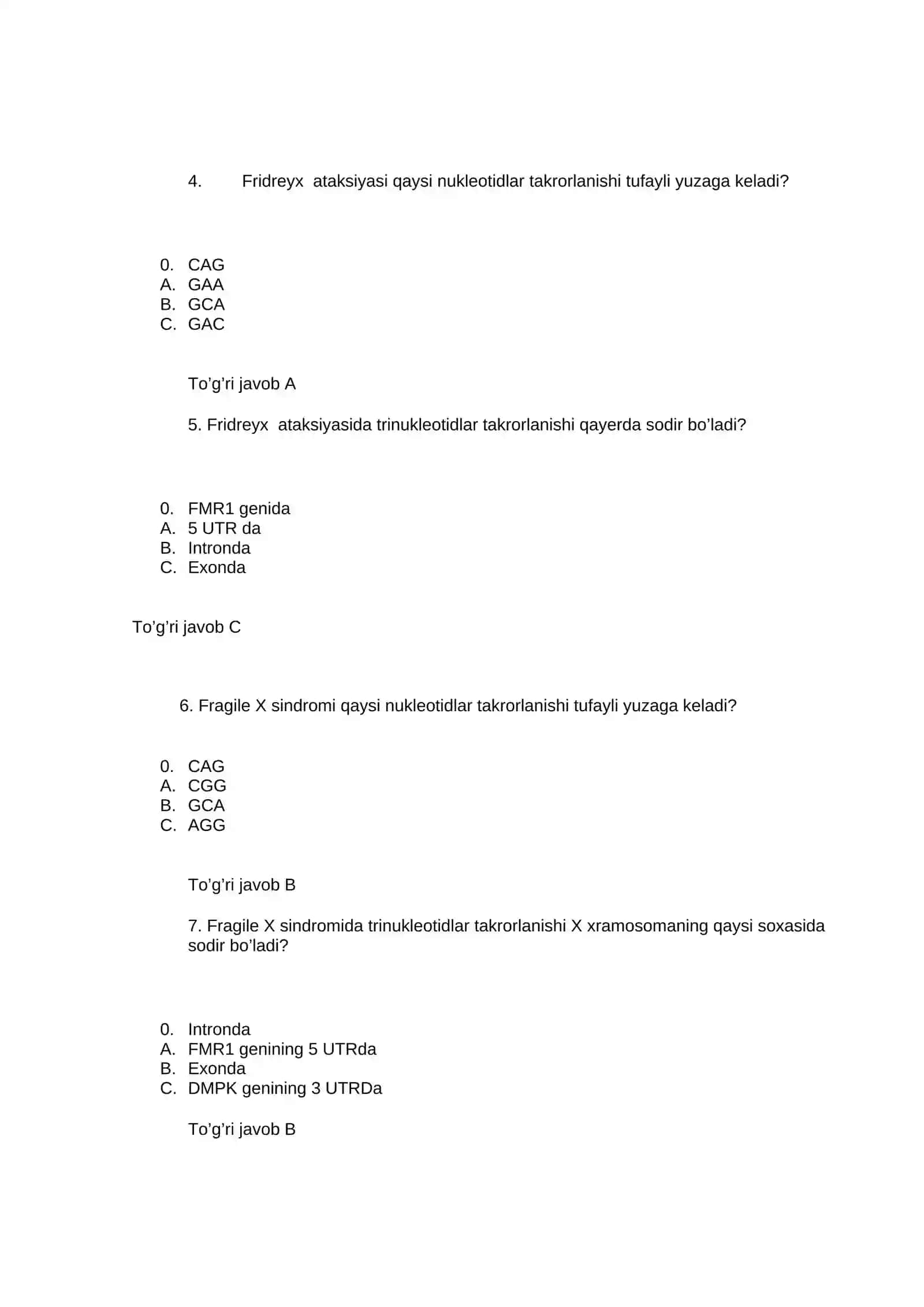 TRINUCLEOTIDE REPEAT DISEASE test 2