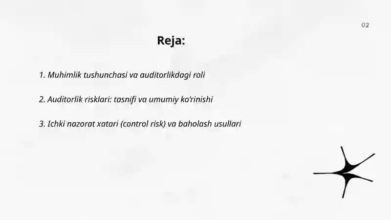 Auditorlik tekshiruvida muhimlik va risk 2