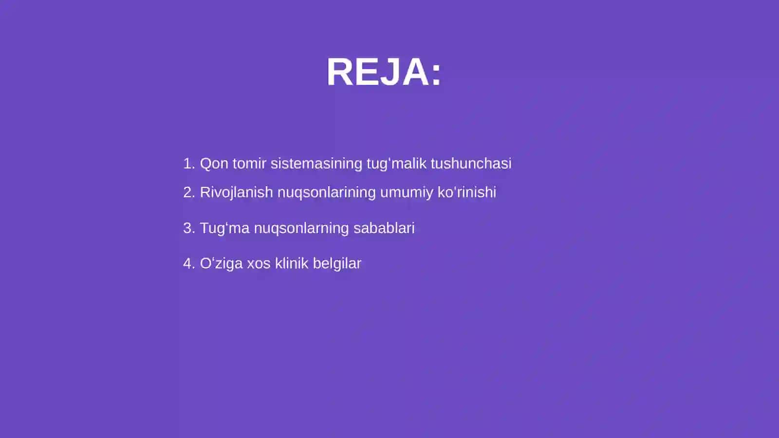 Qon tomir sistmasi tugʻma rivojlanish nuqsonlari 2