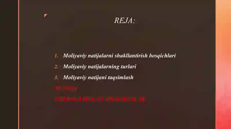 MOLIYAVIY NATIJALARNI ANIQLASH 2