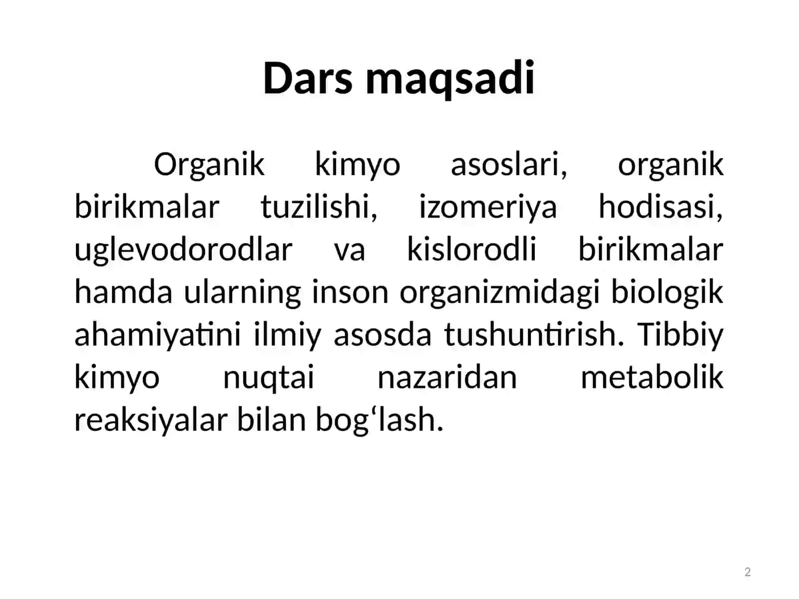 Organik kimyoviy birikmalar 2