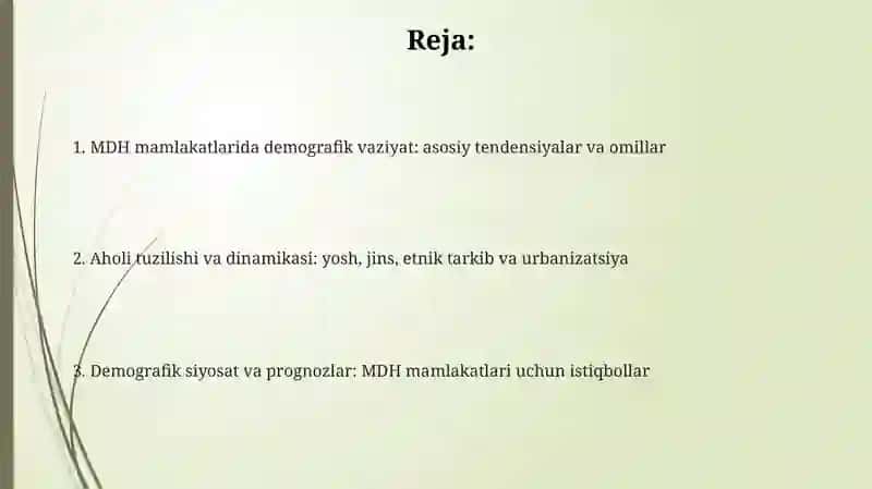 MDH mamlakatlarida demografik vaziyat 2