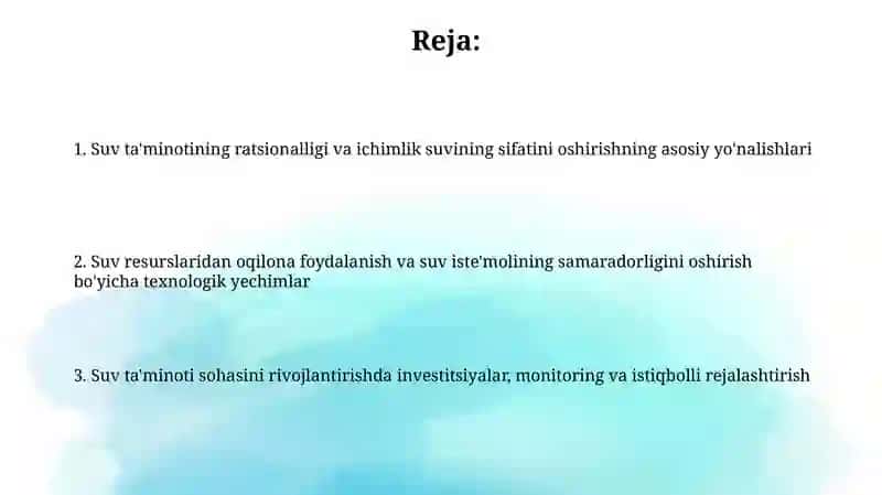 Ichimlik suvining sifati va ta'minoti 2