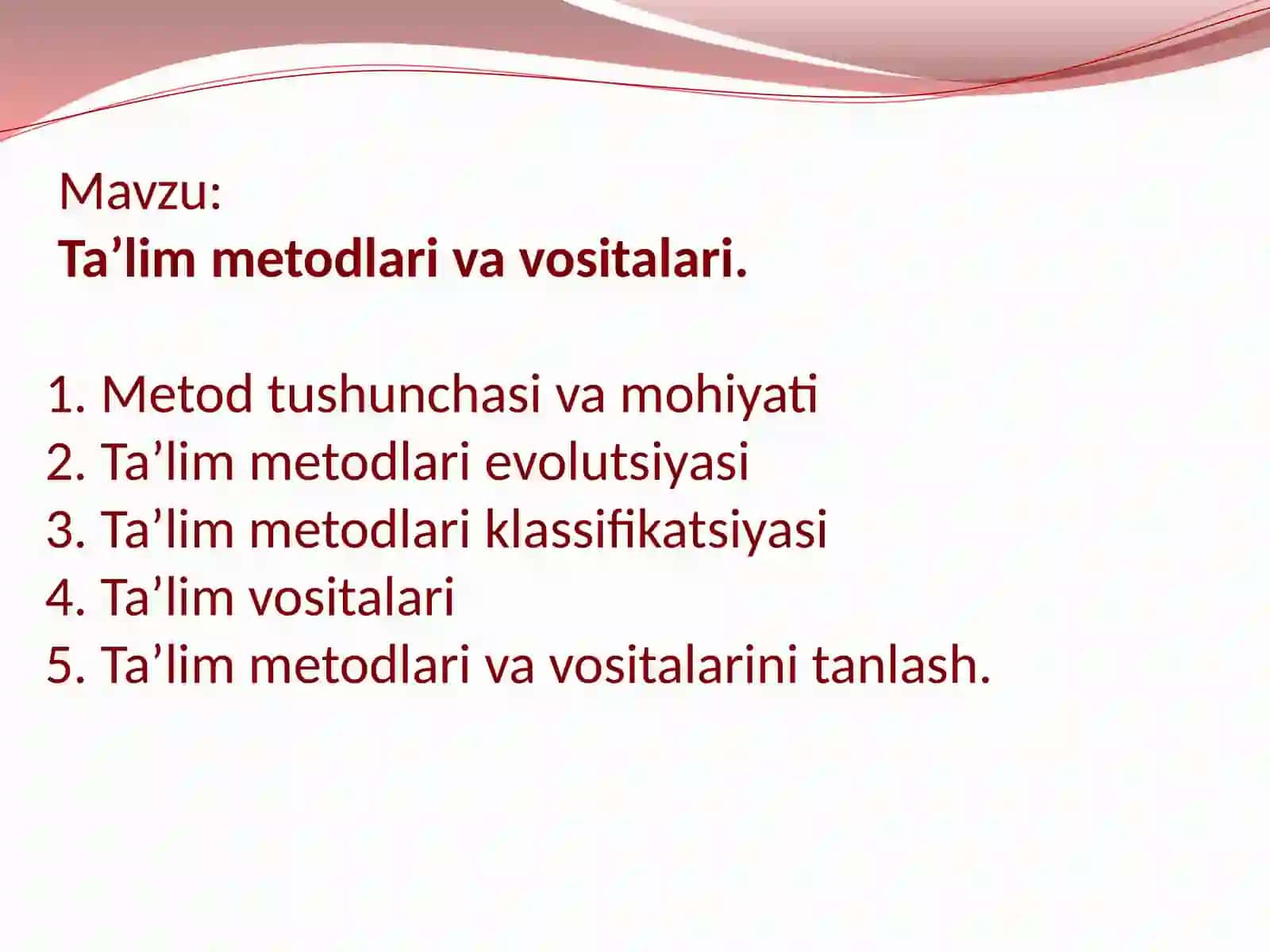 Adabiyot o'qitish metodikasi 2