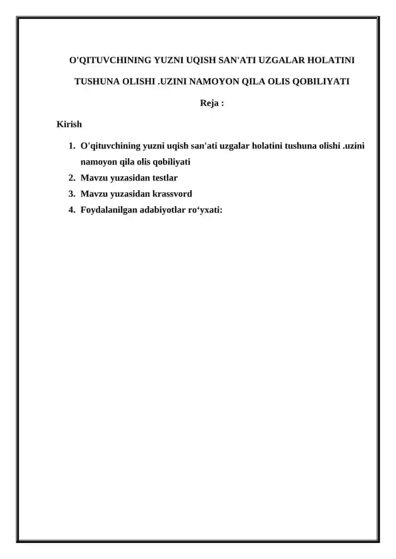 O'qituvchining Yuzni Uqish San'ati 2