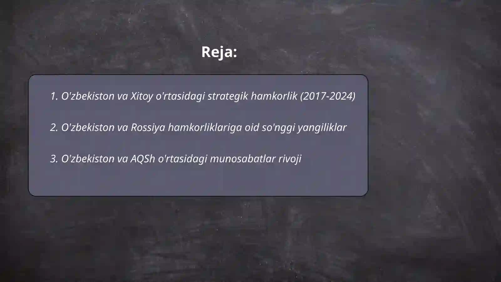 Ozbekiston va jahon hamjamiyati 2
