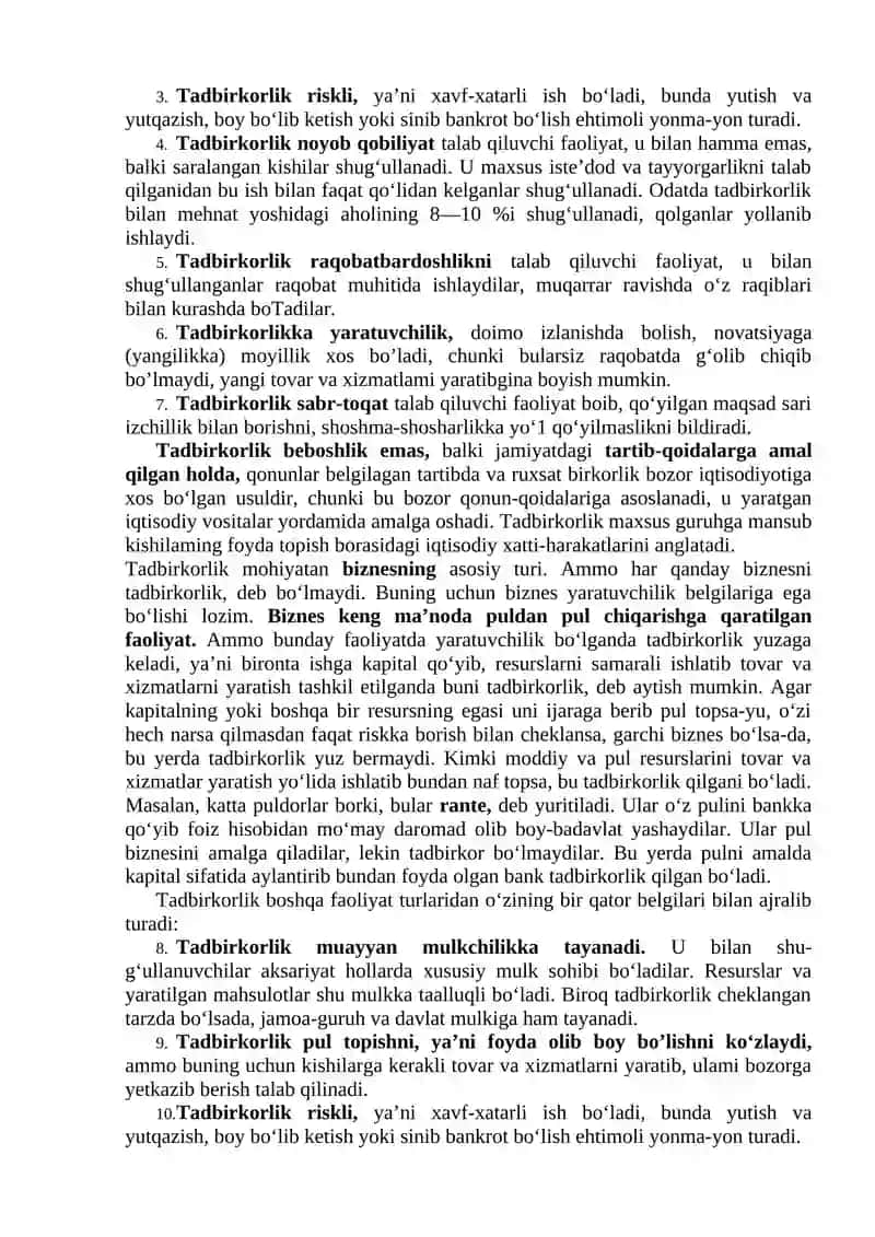BOZOR TIZIMIDA TADBIRKORLIK 2