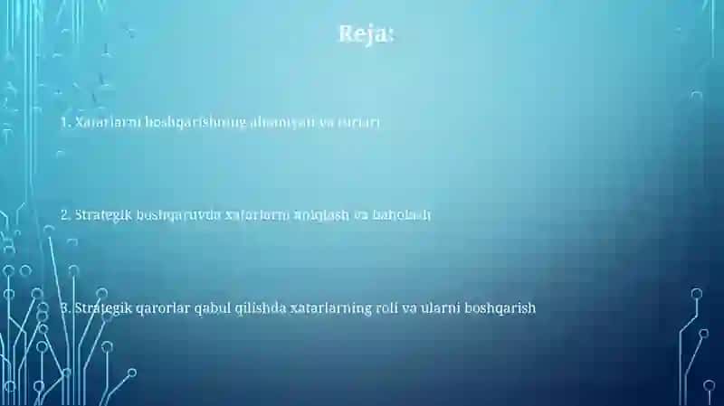 Strategik boshqaruvda risklarning o'rni 2