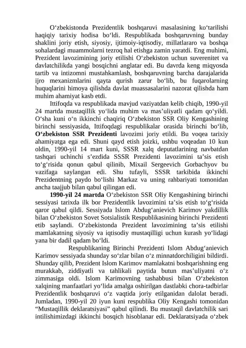 MUSTAQIL O‘ZBEKISTON RESPUBLIKASI TASHKIL TOPISHINING TARIXIY AHAMIYATI 2
