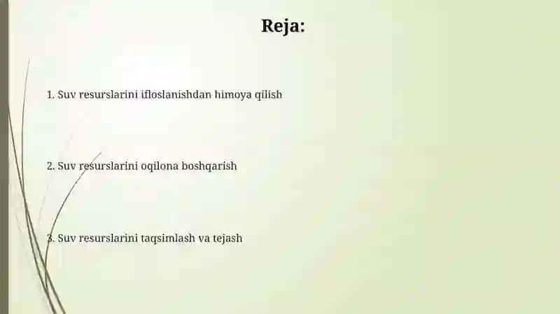 Suv resurslarini muhofaza qilish 2