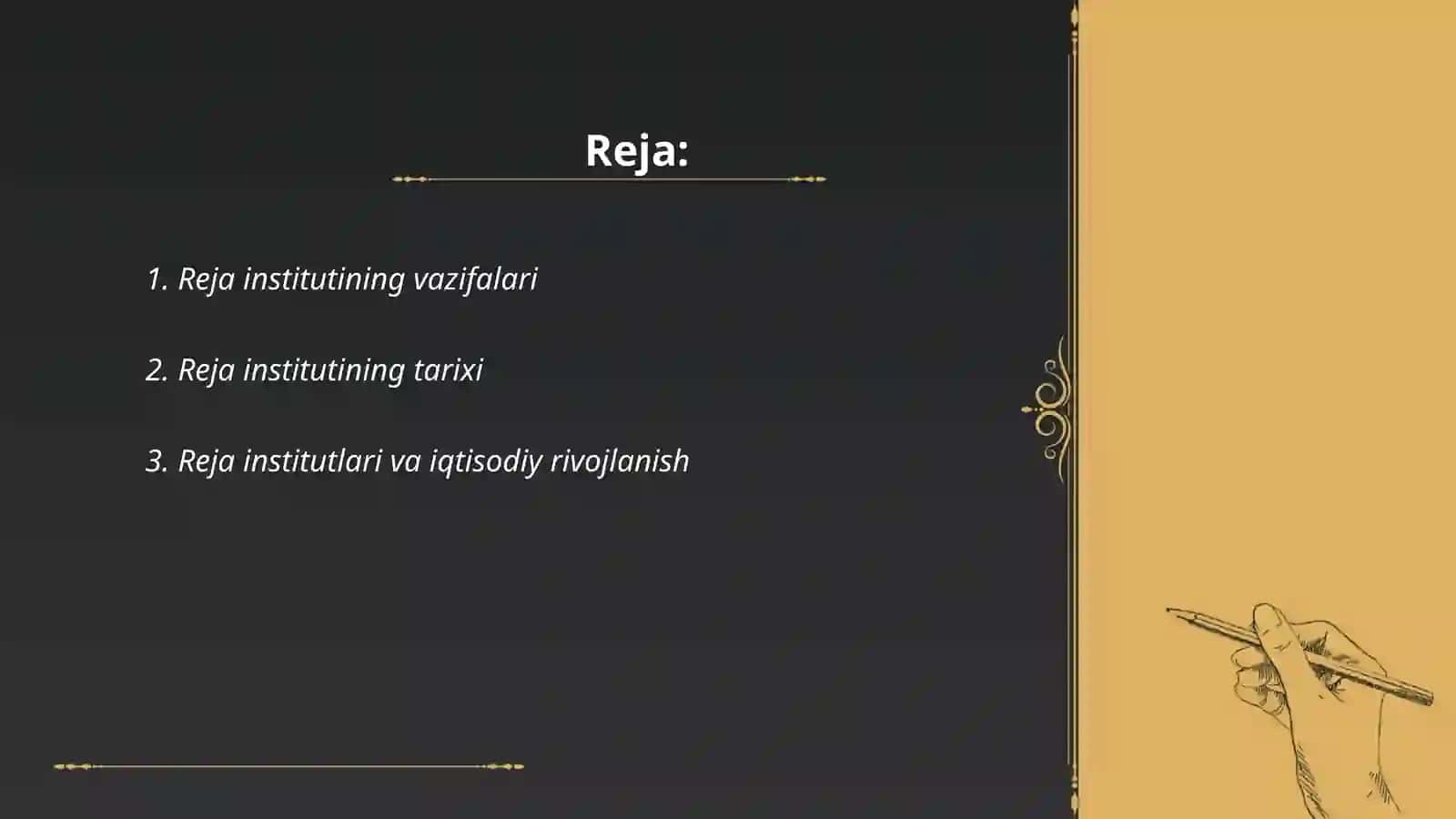 Reja instituti va bozor insitituti 2