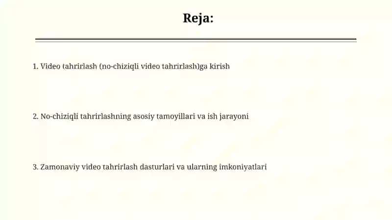 Video tahrirlash (Chiziqli bo‘lmagan videomontaj) 2