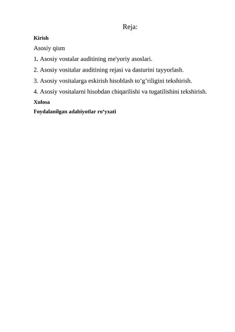Asosiy vositalar auditi 2