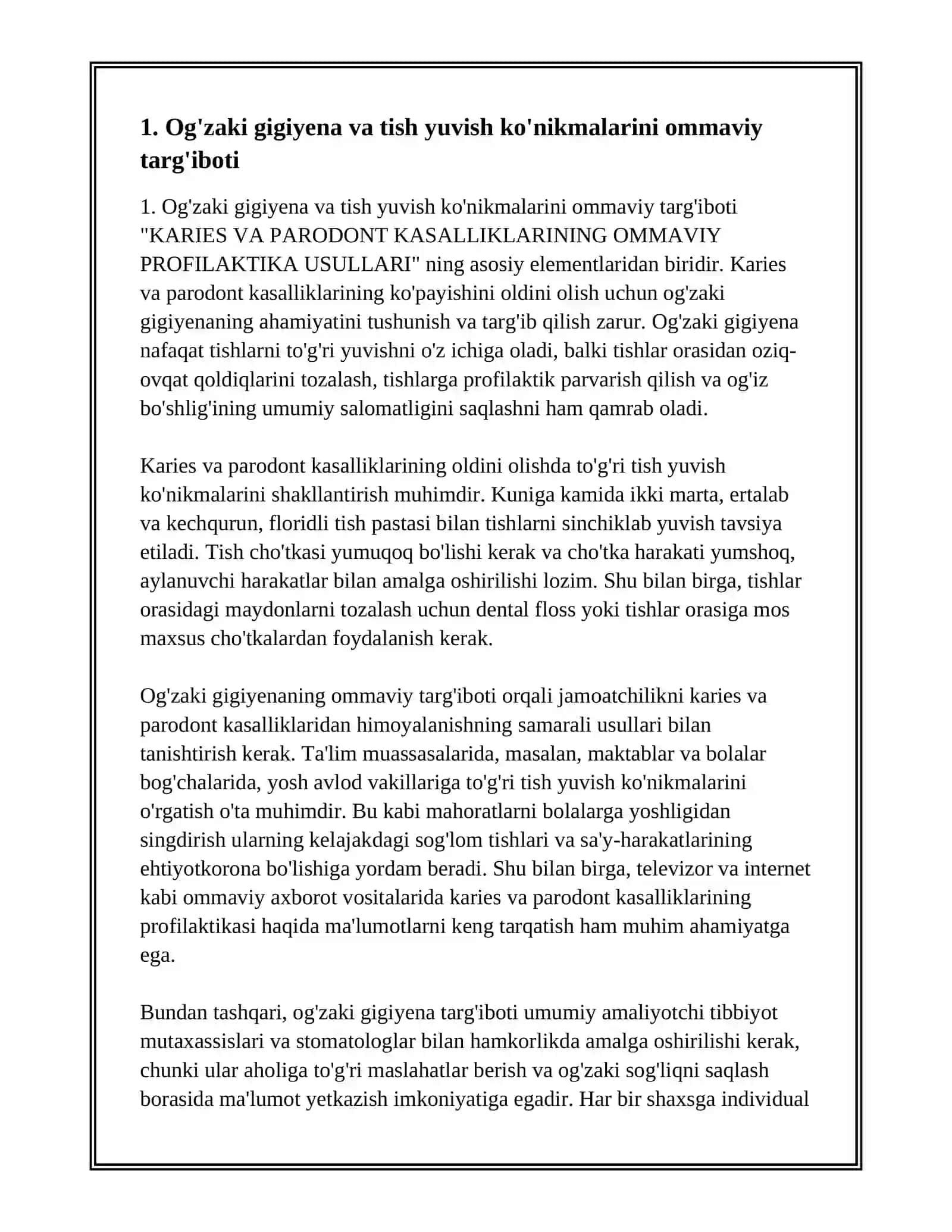 KARIES VA PARODONT KASALLIKLARINING OMMAVIY PROFILAKTIKA USULLARI 2