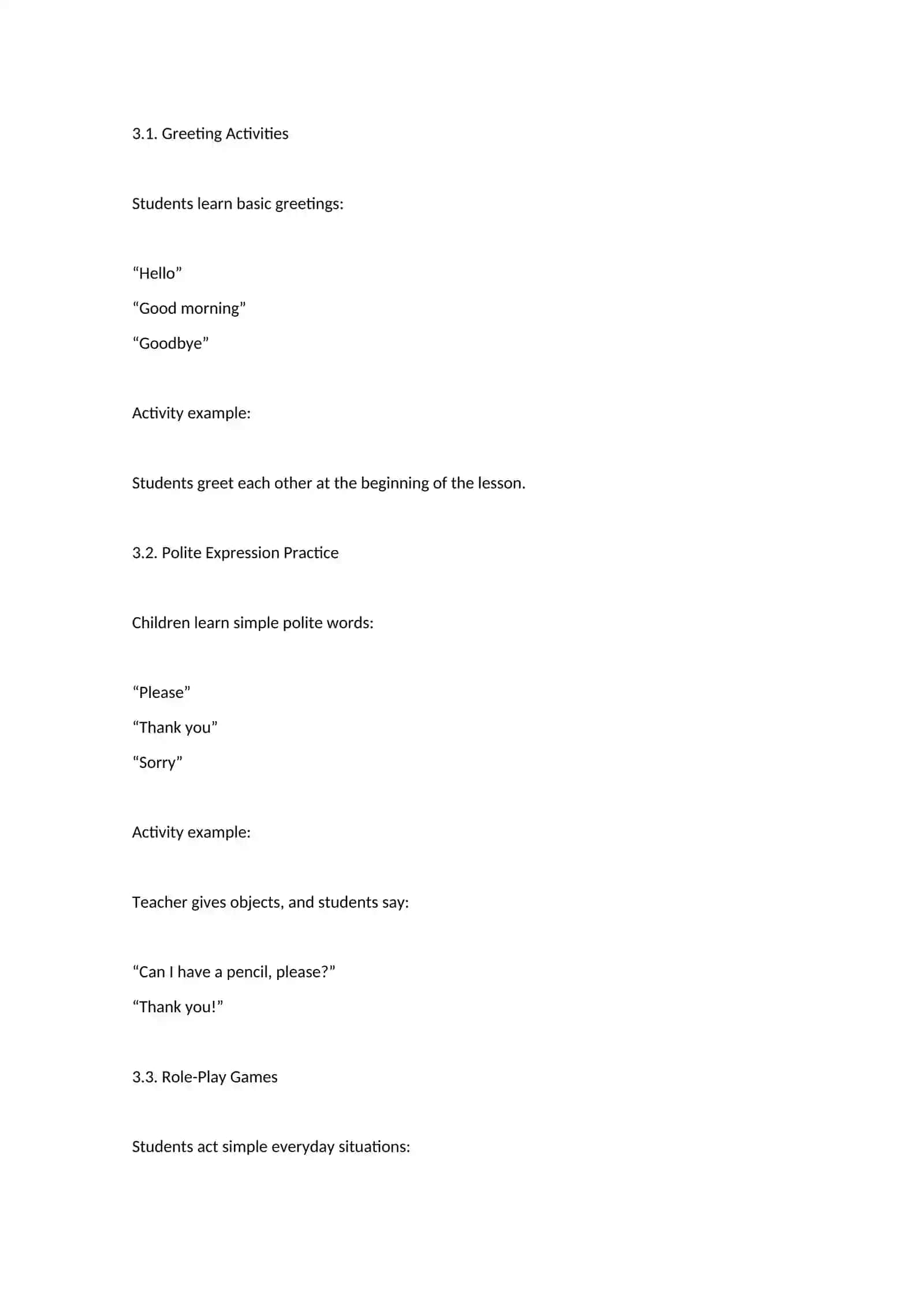 The System of Activities for Learning English Speech Etiquette for Primary School Students 2