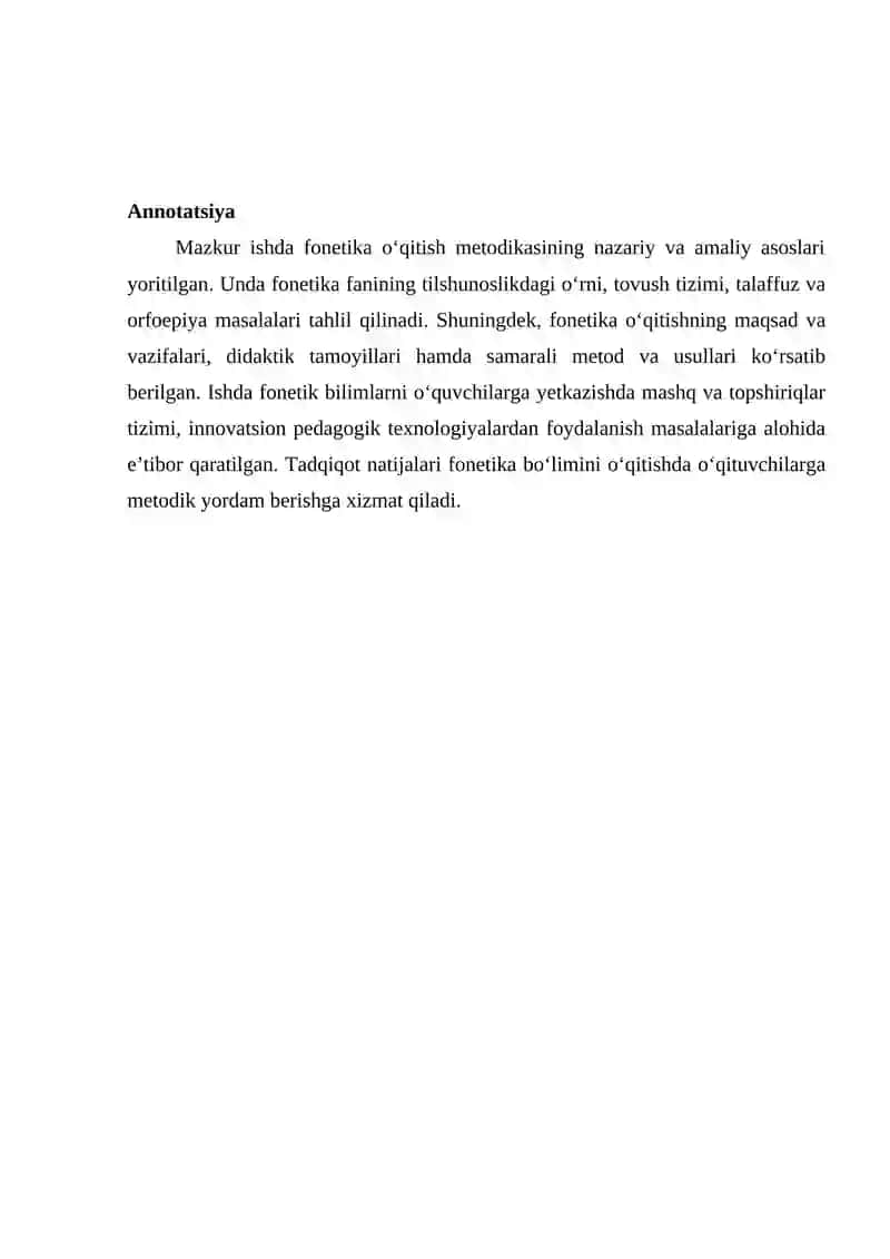 FONETIKA O'QITISH METODIKASI 2