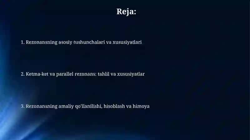 Kuchlanish va tok rezenansi 2