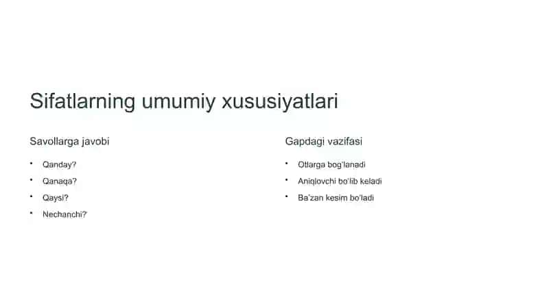 Sifat so‘z turkumi 2