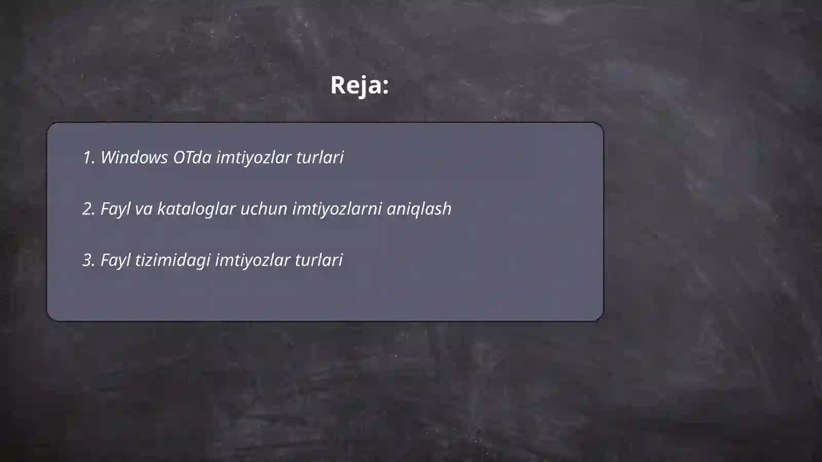 Windows OTda imtiyozlar turlari 2