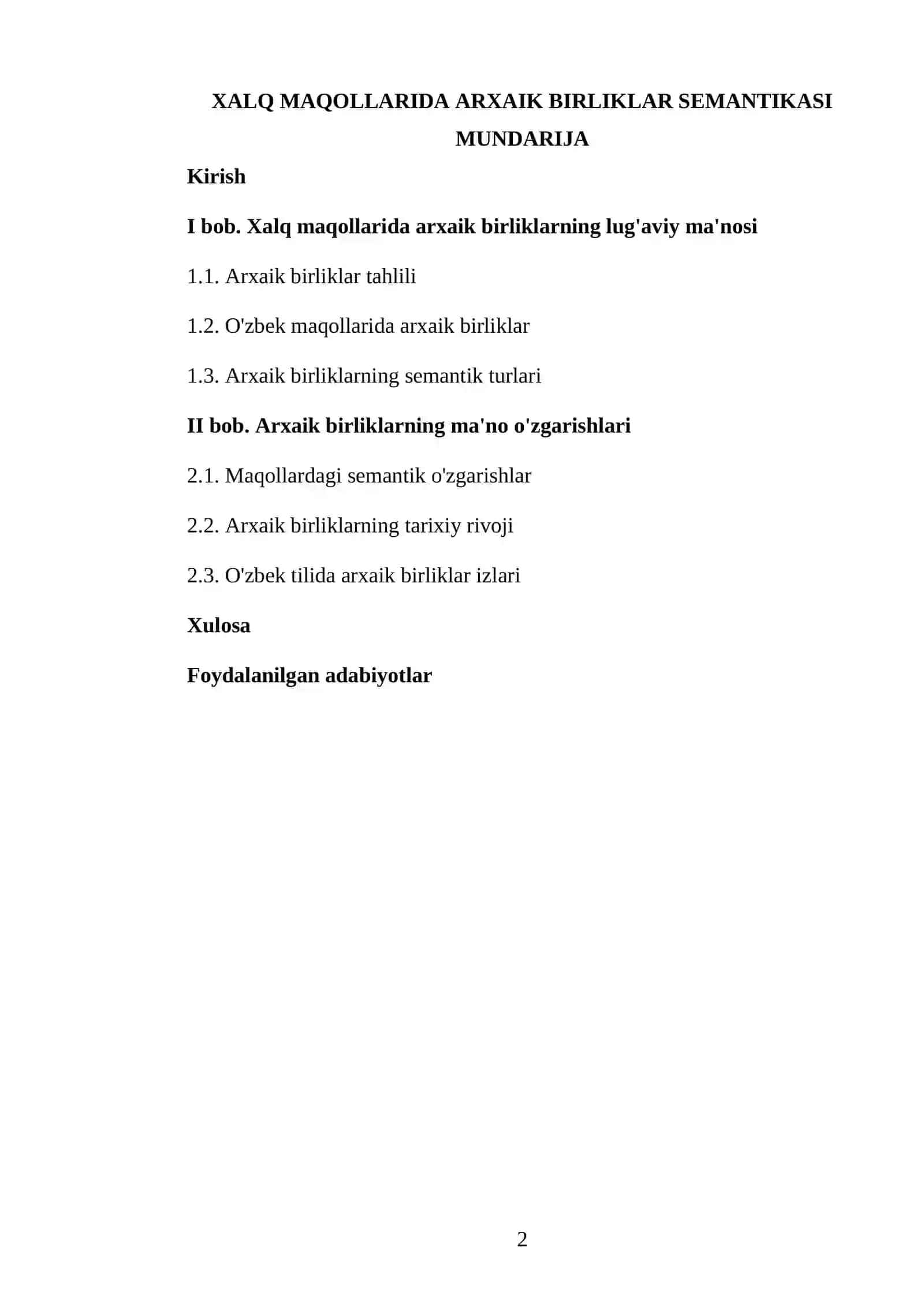 Xalq maqollarida arxaik birliklar semantikasi 2