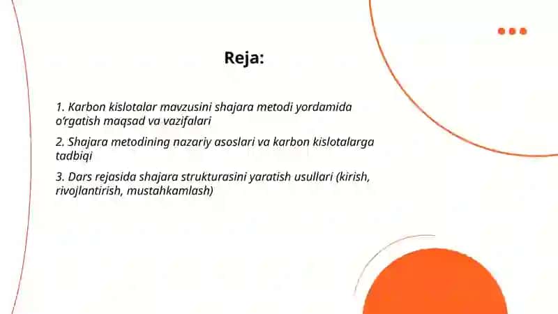 Karbon kislotalar mavzusini o'qitishda shajara metodidan foydalanish metodikasi 2