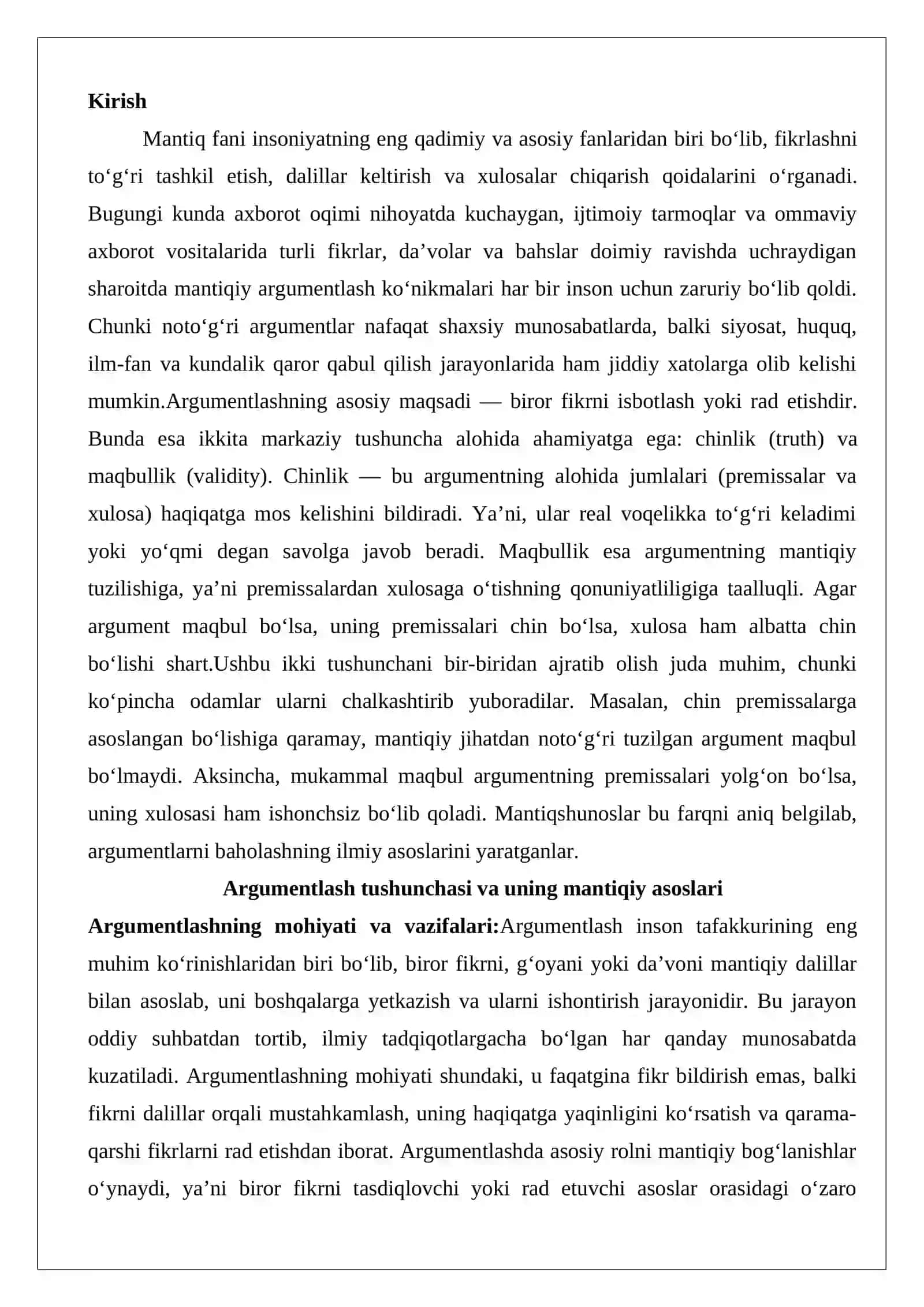 Argumentlashda chinlik va maqbullik 2