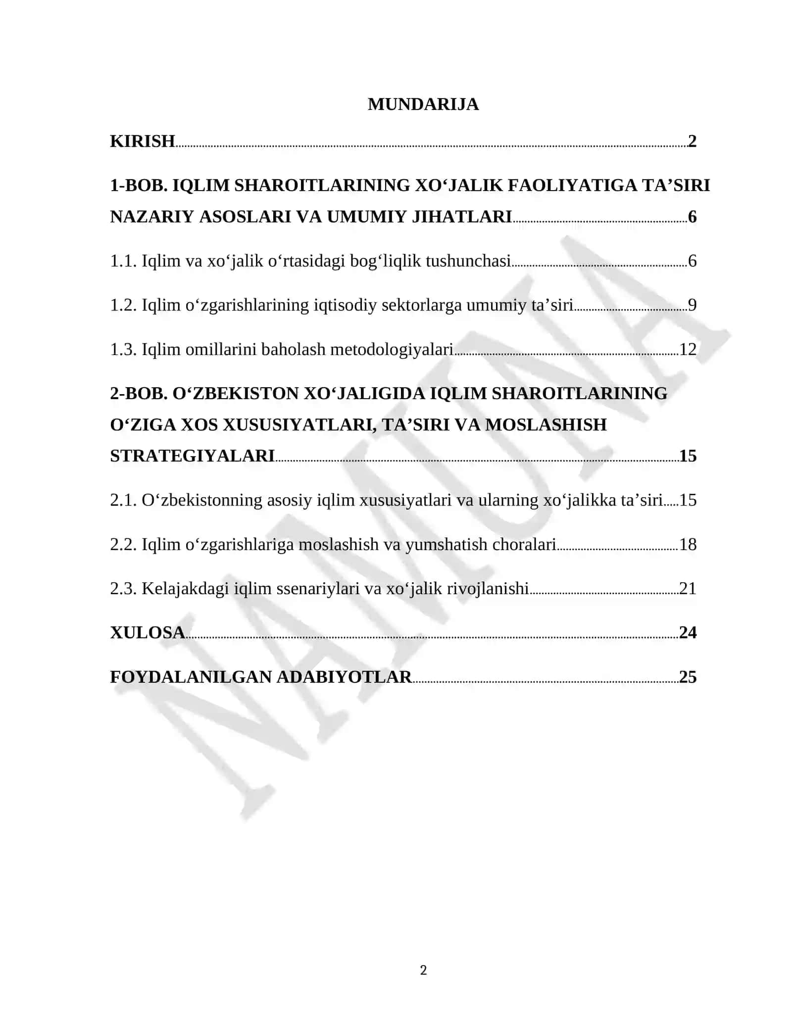 "XOʻJALIKNING IQLIM SHAROITI" 2