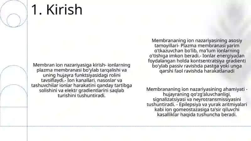 Membrana Ion Nazariyasi 2