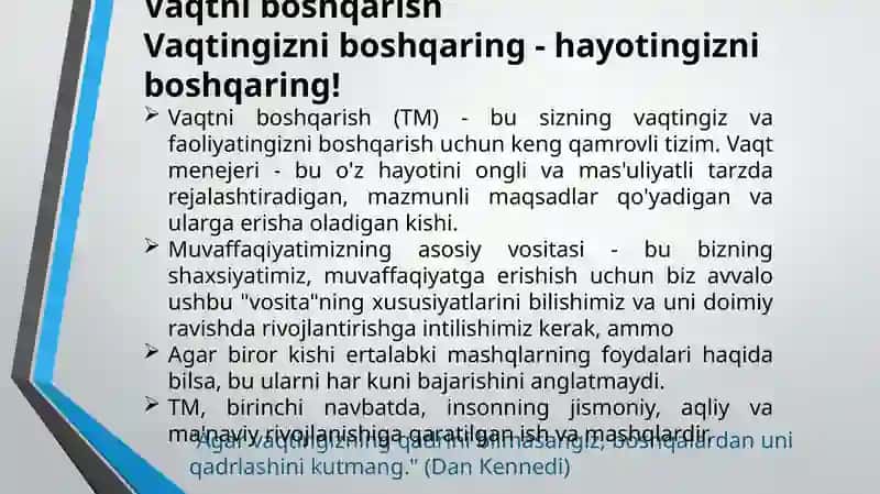 Vaqtni boshqarish 2