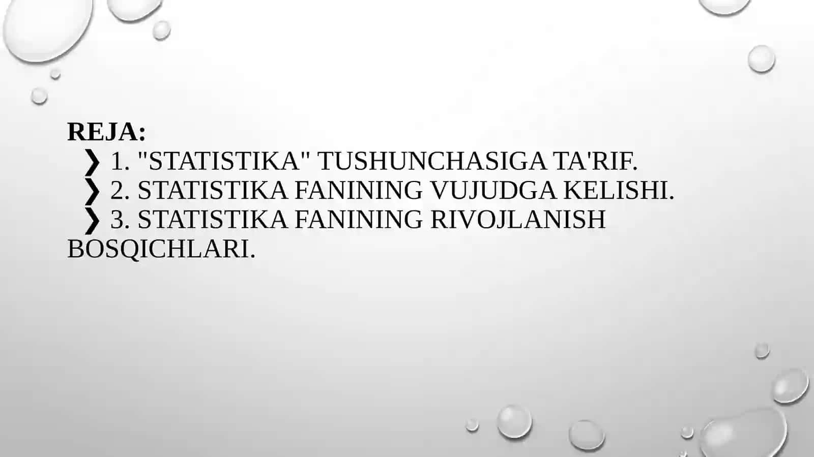 Statistikaning paydo bo'lishi va rivojlanishi 2