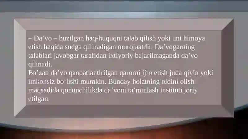 DAVONI TAMINLASH 2