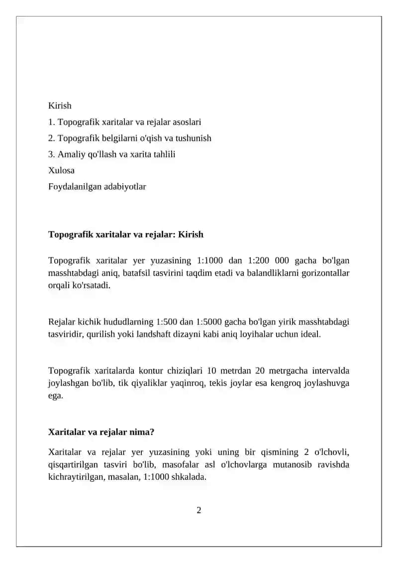 Topografik karta va plantar haqida tushuncha 2