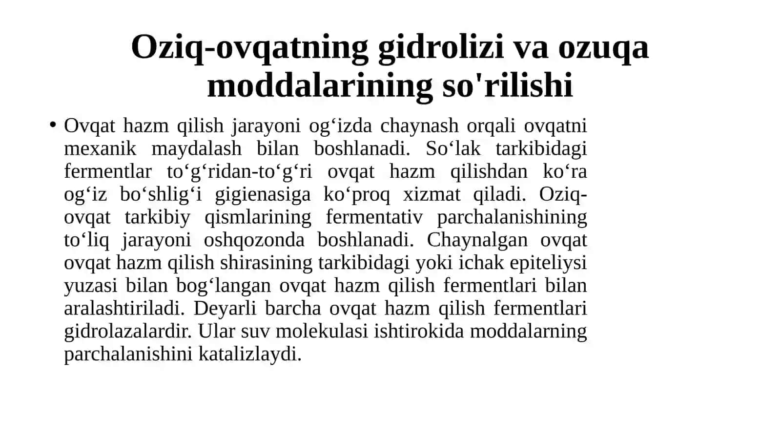Oshqozon ichak tizimi biokimyosi 2