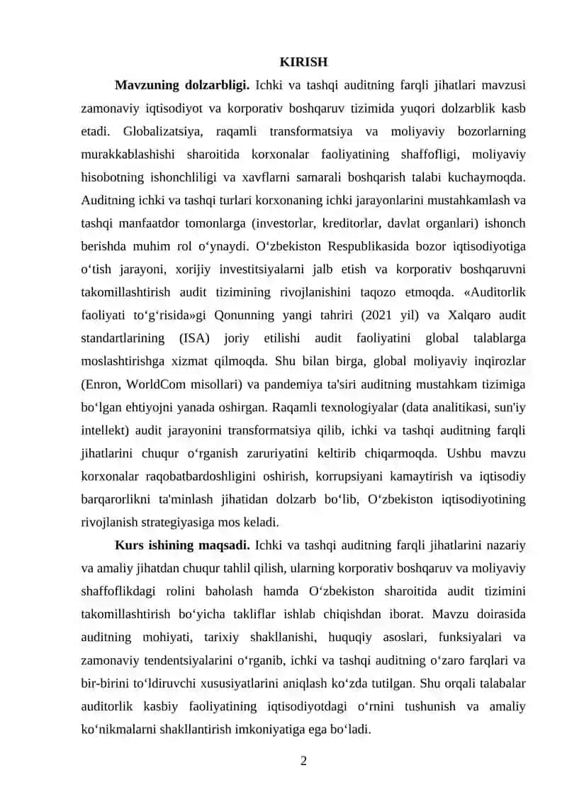 Ichki va Tashqi Auditning Farqli Jihatlari 2