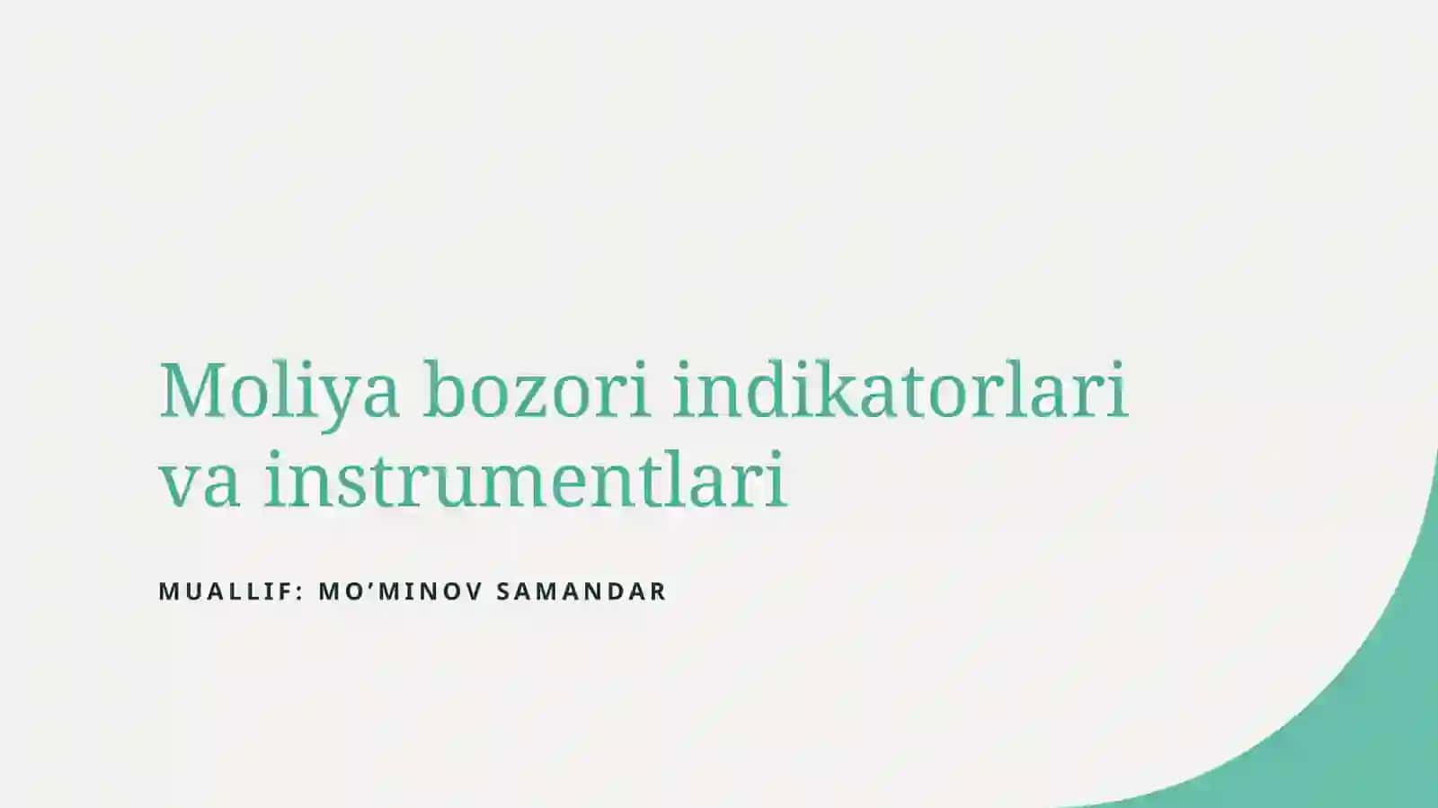 Moliya bozori indikatorlari va instrumentlari 2